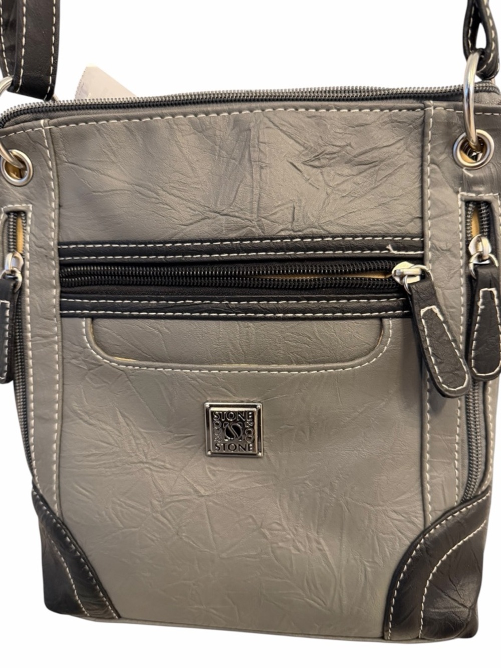 STONE& CO Crossbody Grey Purse with Outside and Inside Pockets